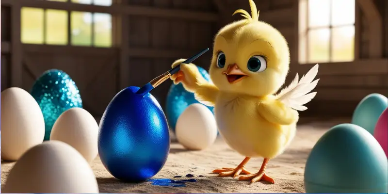 Charlie Painting the Eggs