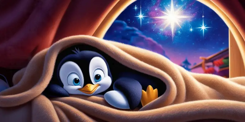 penguin in blanket